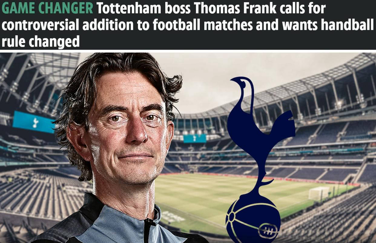 弗兰克建议足球比赛调整(zhěng)暂停(tíng)规则和手球规则