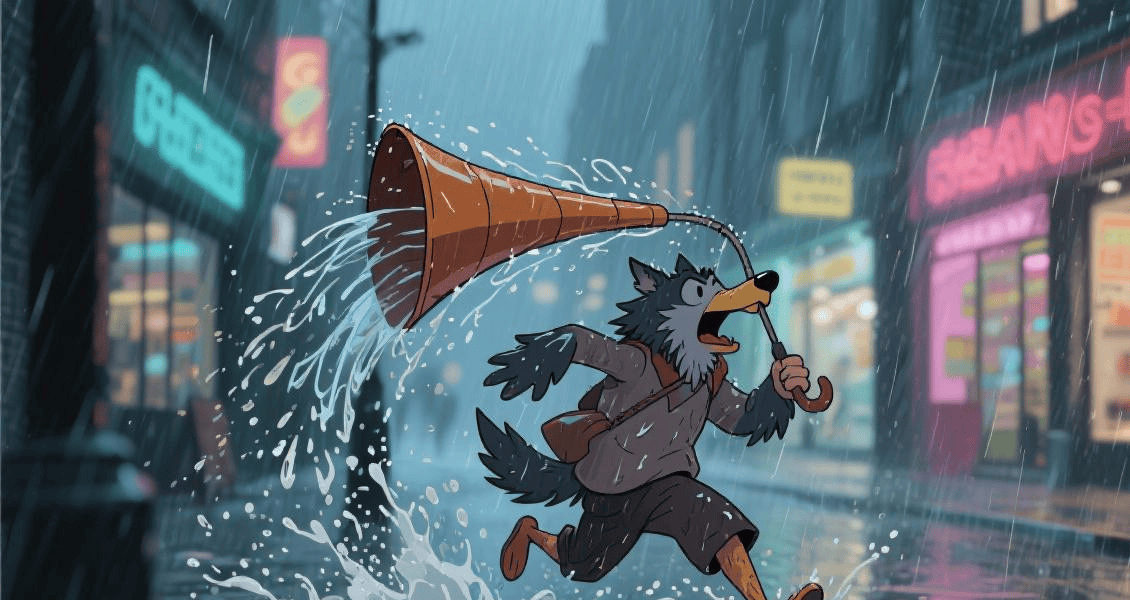 搞笑瞬间：雨中被淋(lín)成落汤鸡