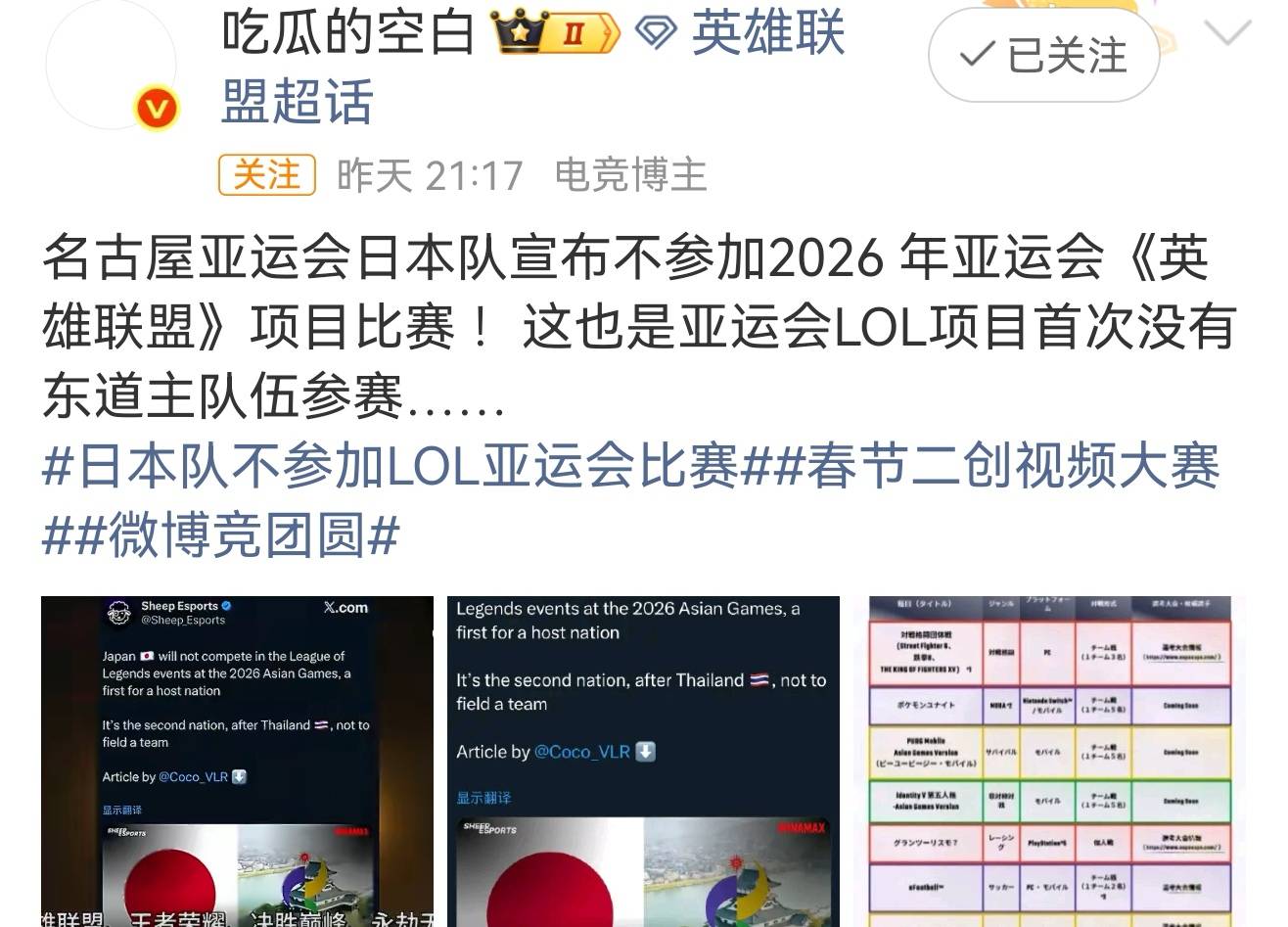 LOL日本队退出亚运会，中国队五人组不好选，韩国队夺冠希望大